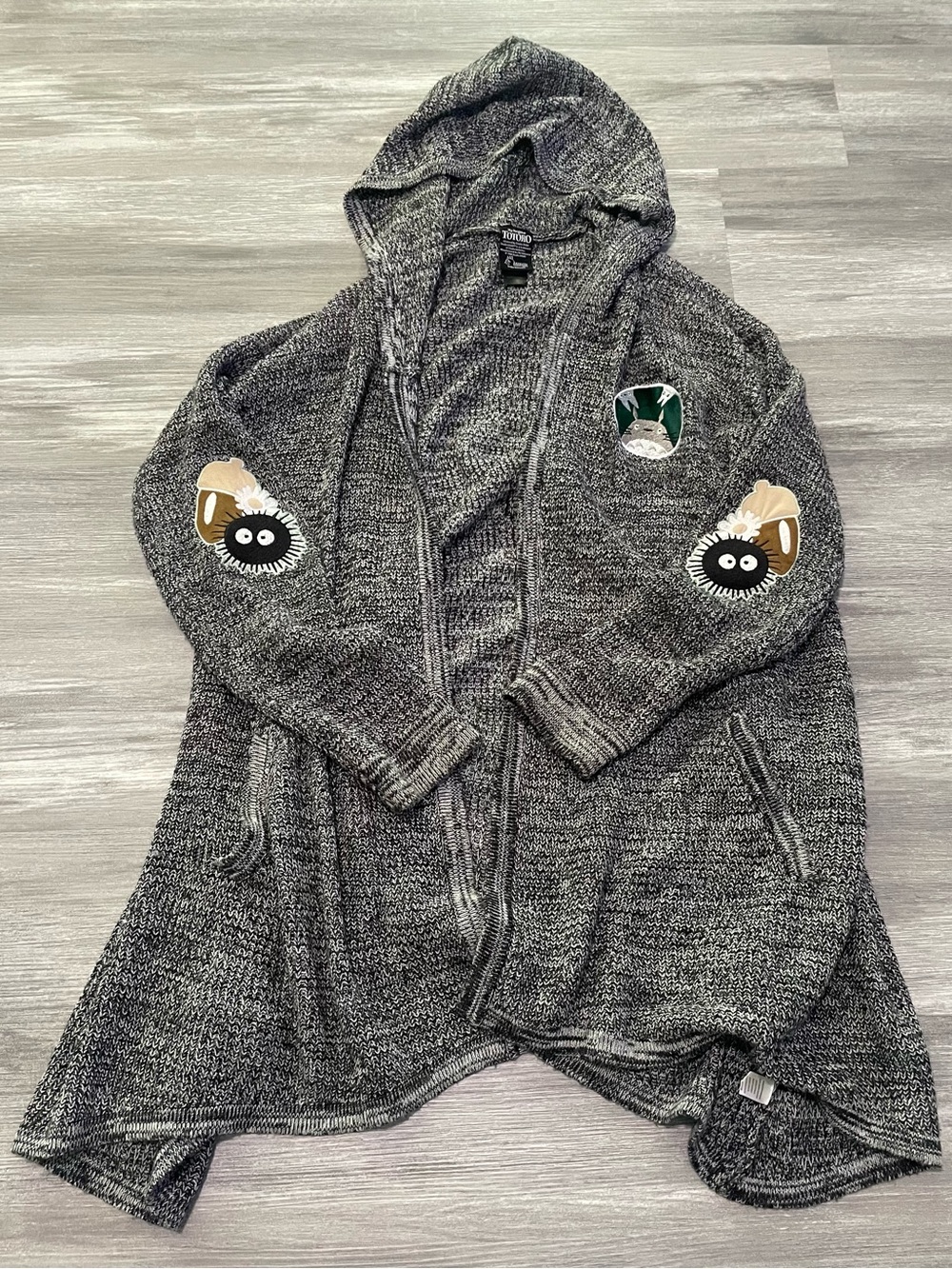 My Neighbor Totoro studio Ghibli gray Knit open front cardigan with hood Womens